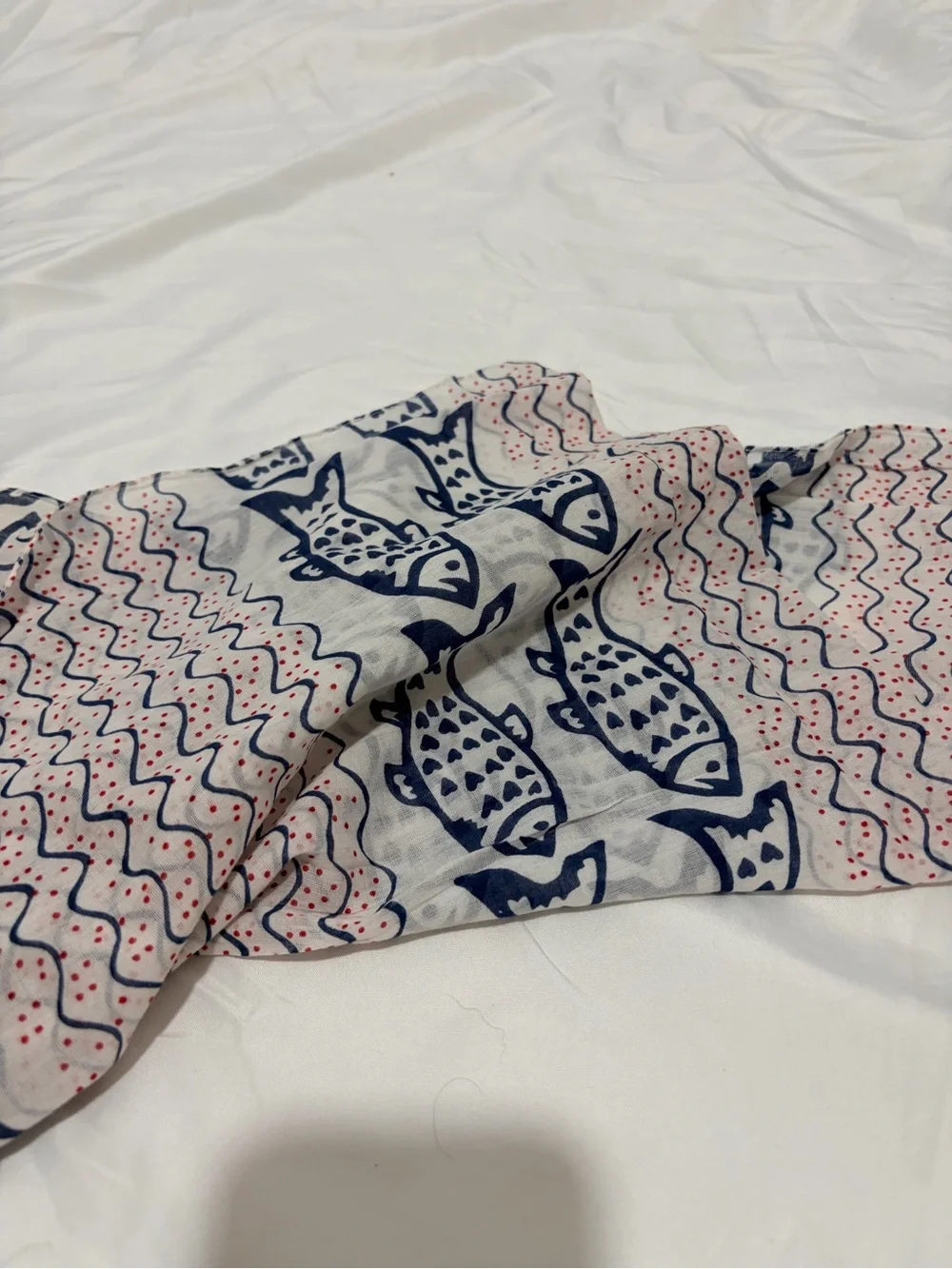 Vince Camuto Pink & Navy Fish-Print beach Scarf Wrap
